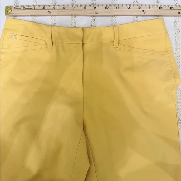 White House Black Market Slim Ankle Pants Yellow Size 4 Stretch - Picture 7 of 9